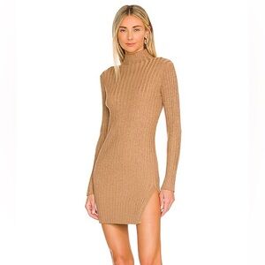 SNDYS Blinded Ribbed Mini Dress Coffee